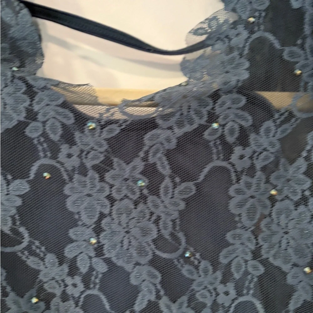 Weissman Blue Lace Puff Sleeve Balletcore Dance Costume Outfit Size MC - Picture 4 of 9